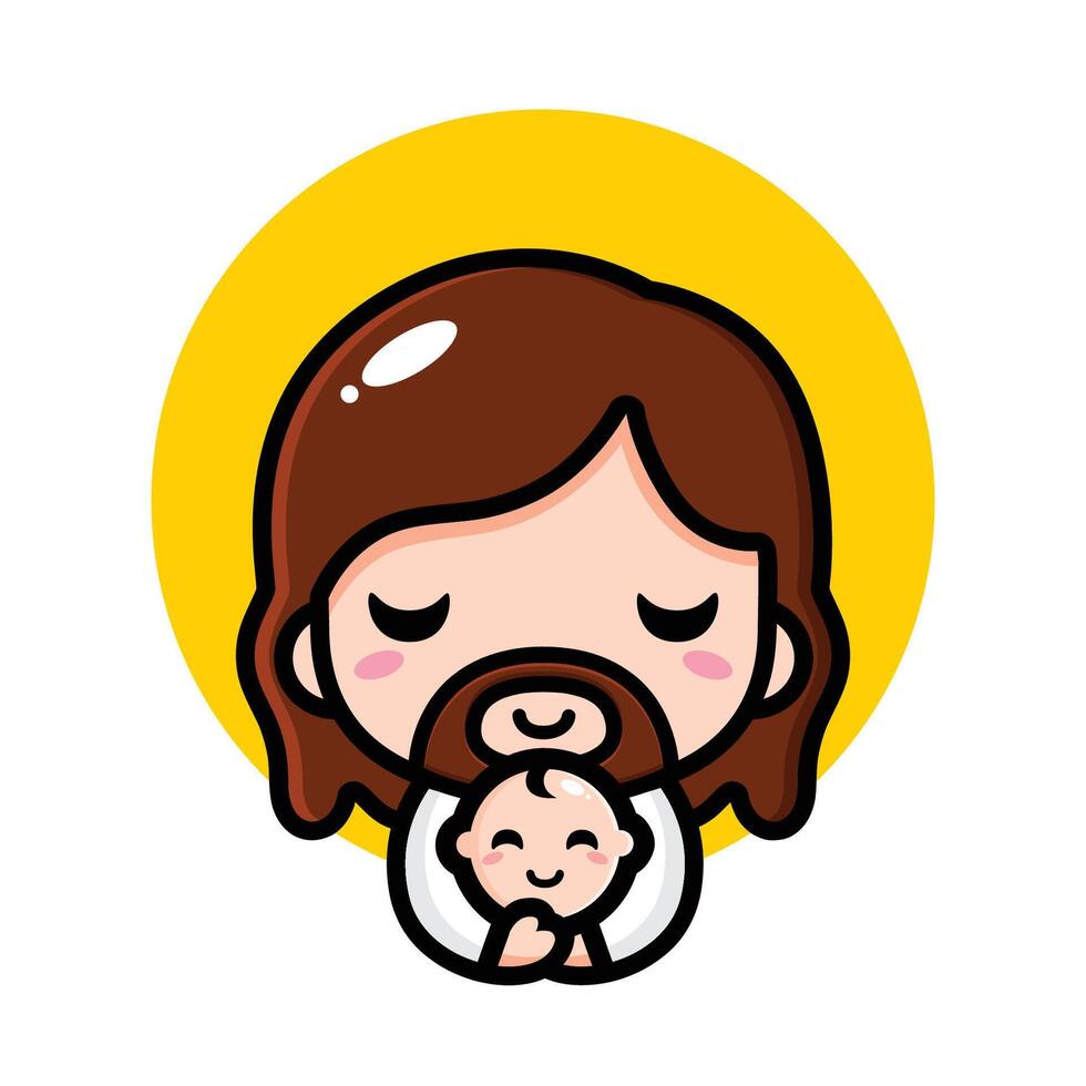 schattig Jezus Christus knuffelen baby vector