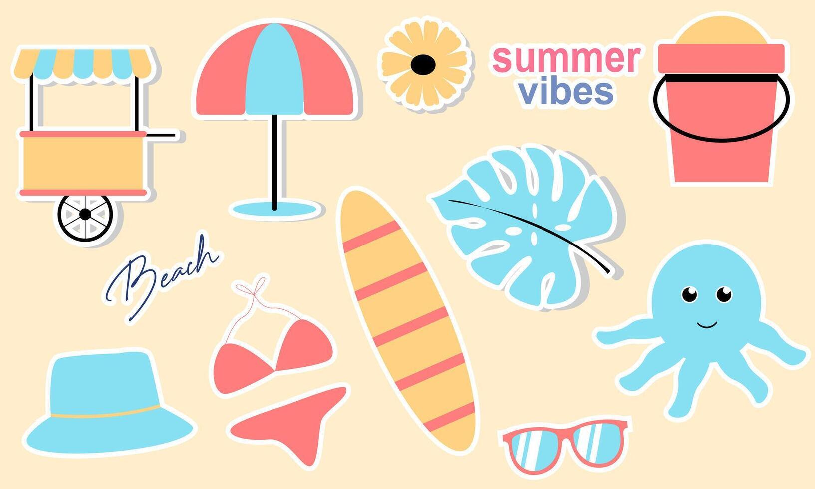 zomer tijd tekening strand vakantie element vector