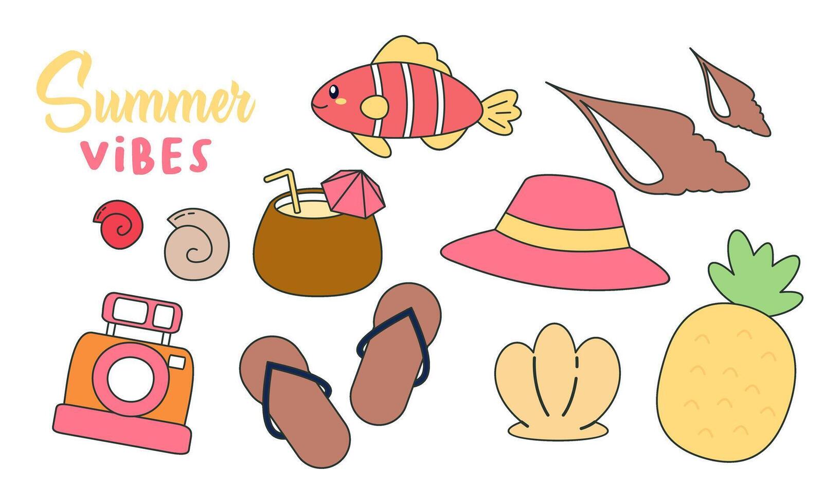 zomer tijd tekening strand vakantie element vector