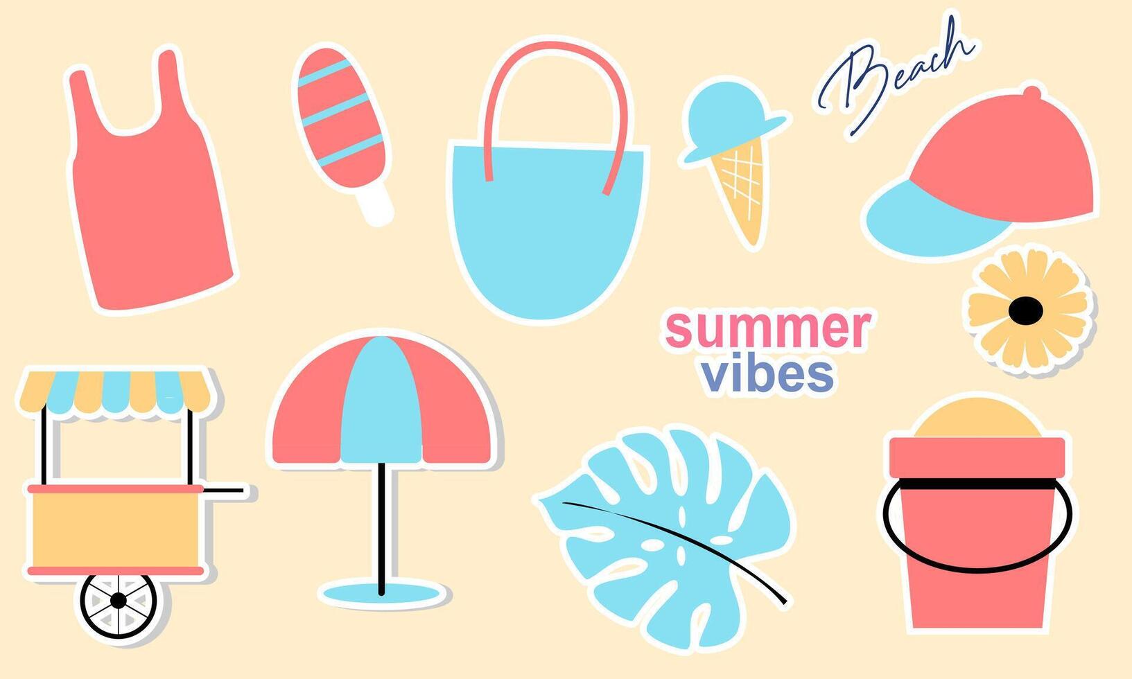 zomer tijd tekening strand vakantie element vector