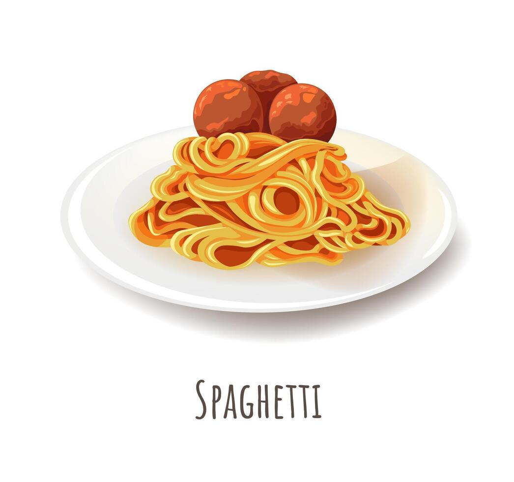 spaghetti, maaltijd van traditioneel Italiaans keuken vector