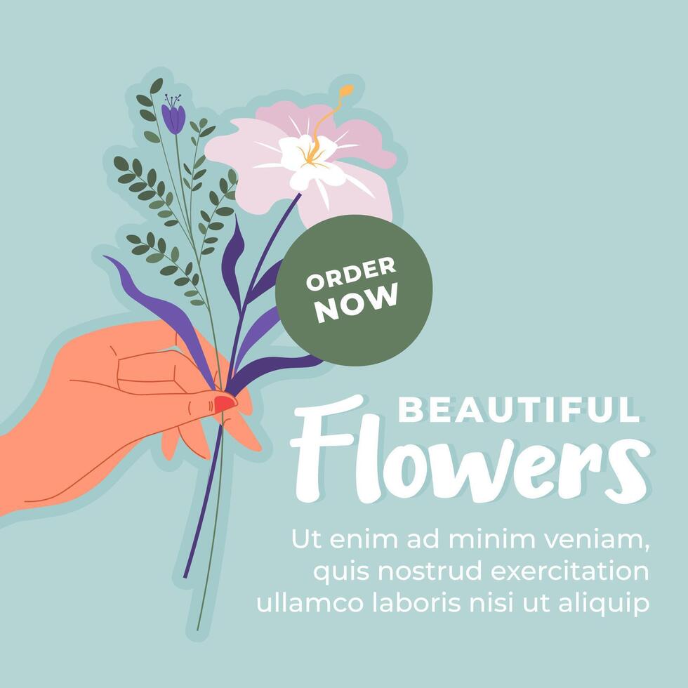 bestellen nu mooi bloemen promotionele banier vector