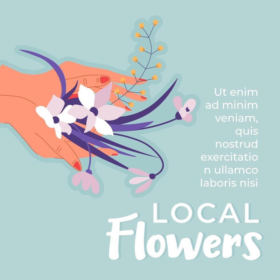 lokaal bloemen advertenties poster of banier vector