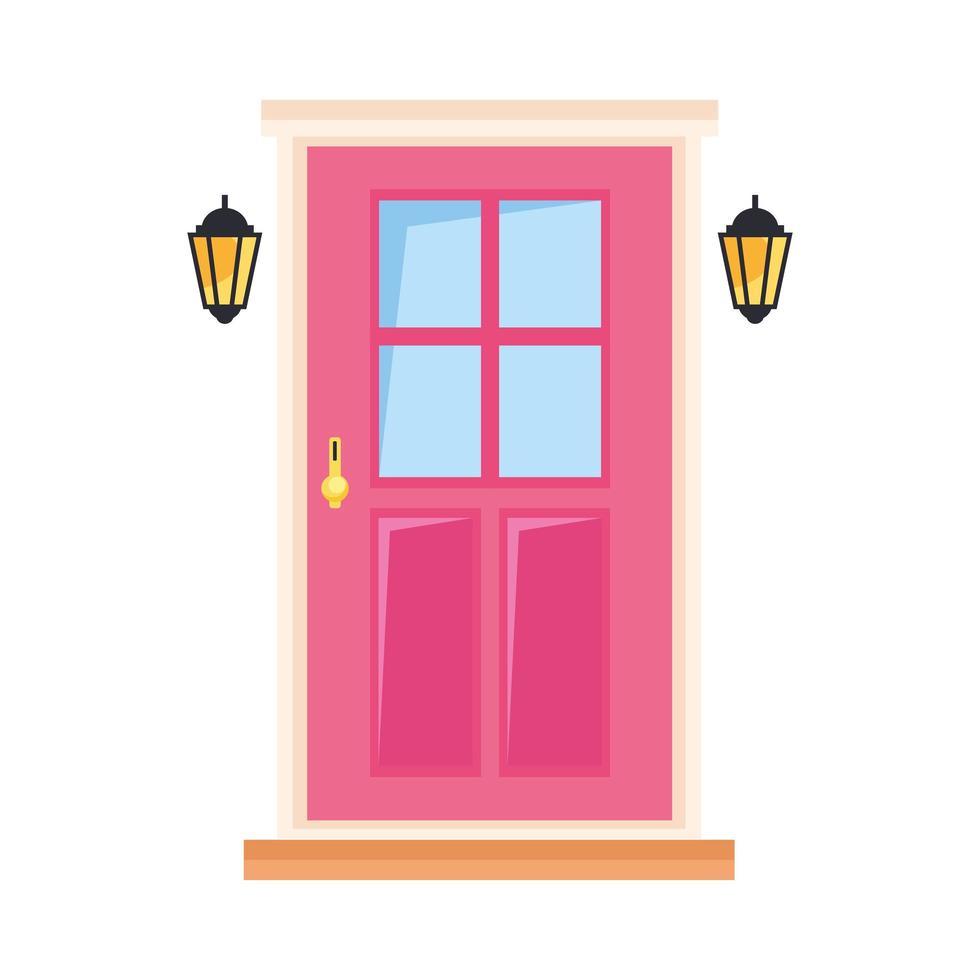 roze voordeur vector