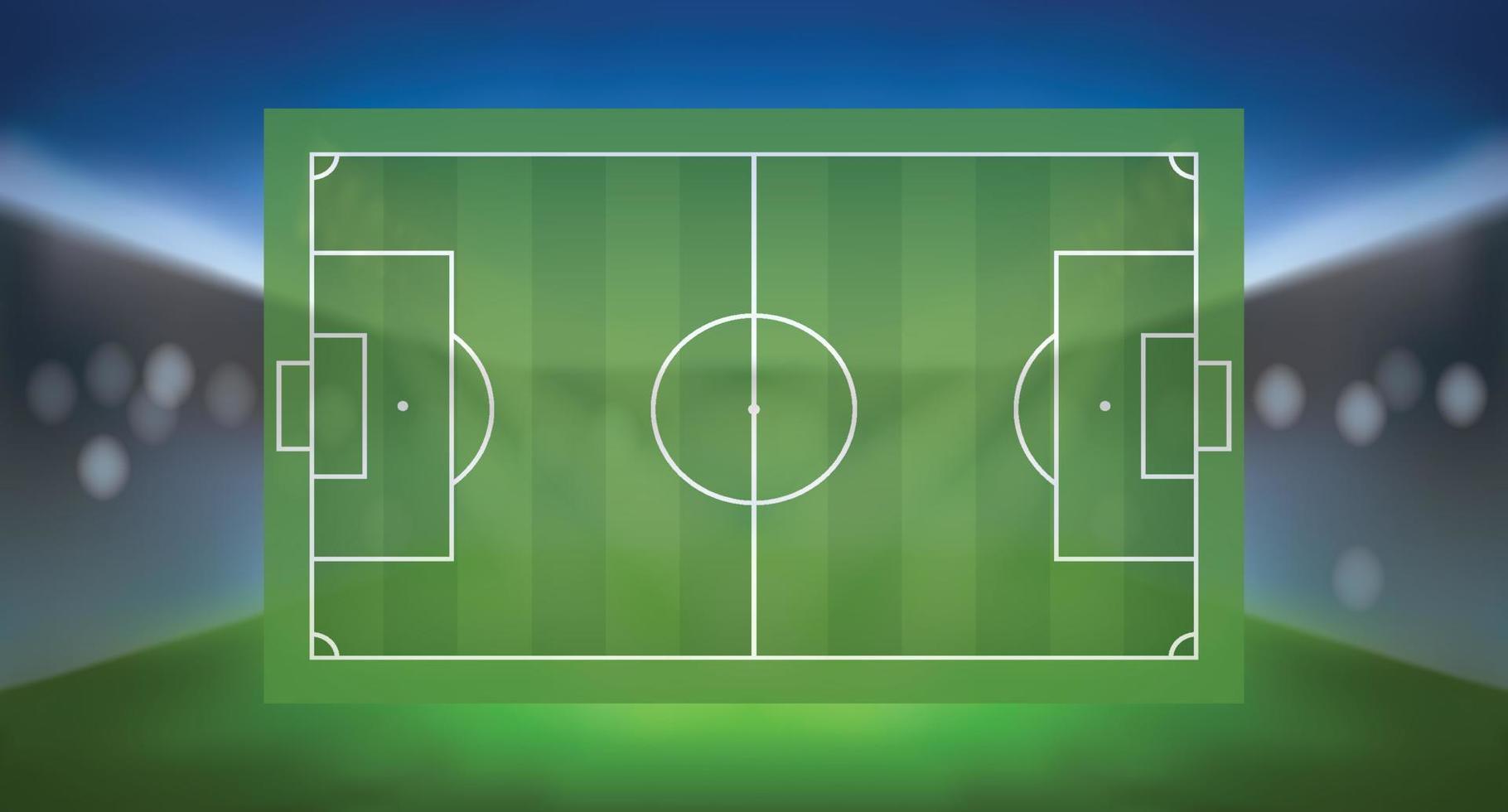 voetbal voetbalveld met lichte onscherpe achtergrond van sportstadion. vector. vector