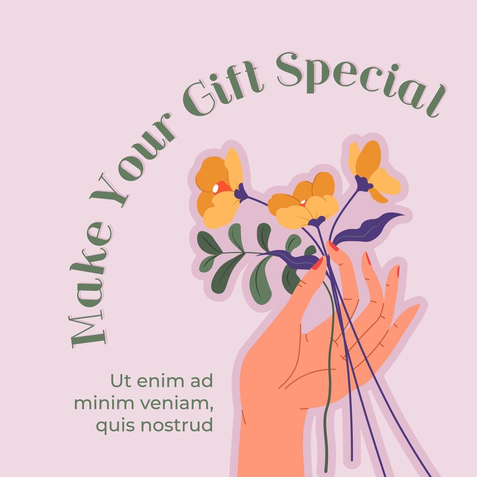 maken uw geschenk speciaal, bloemen levering promo vector