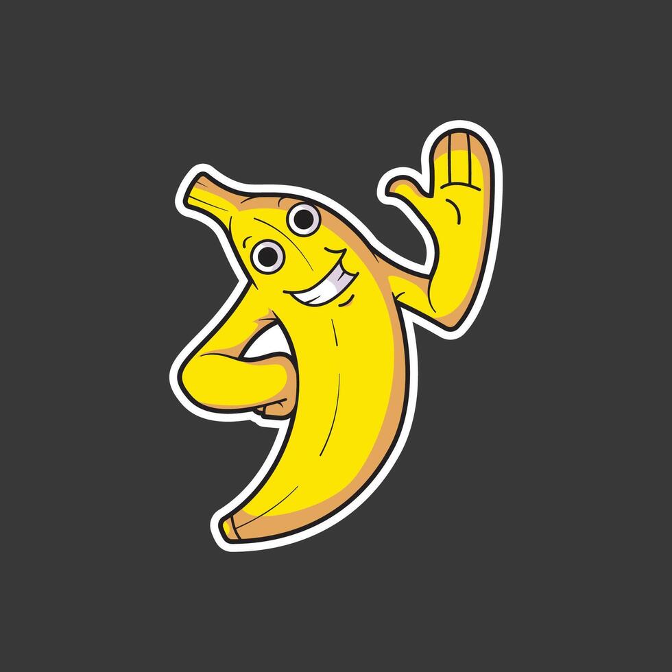 banaan mascotte sticker gezegde Hallo vector