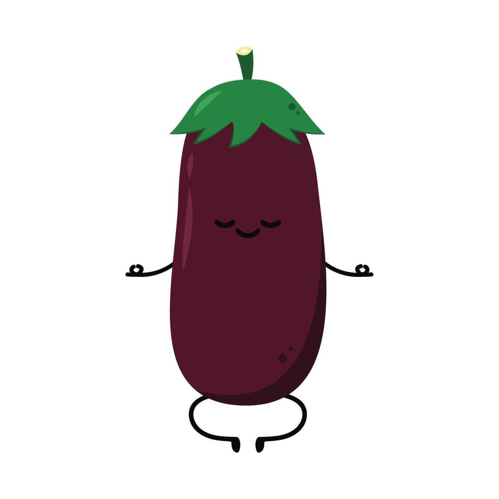 aubergine Aan wit achtergrond. aubergine karakter ontwerp. vector