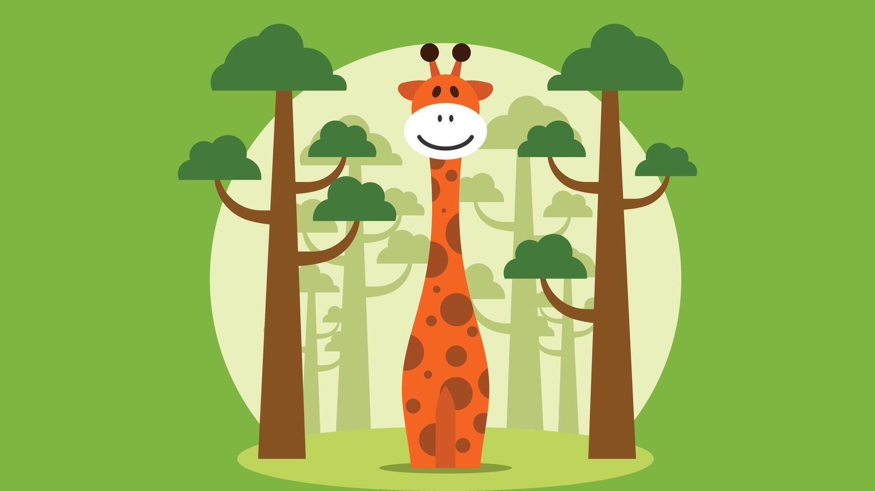 giraffe in de Woud met Afrikaanse bomen in de zijden achtergrond vector illustratie