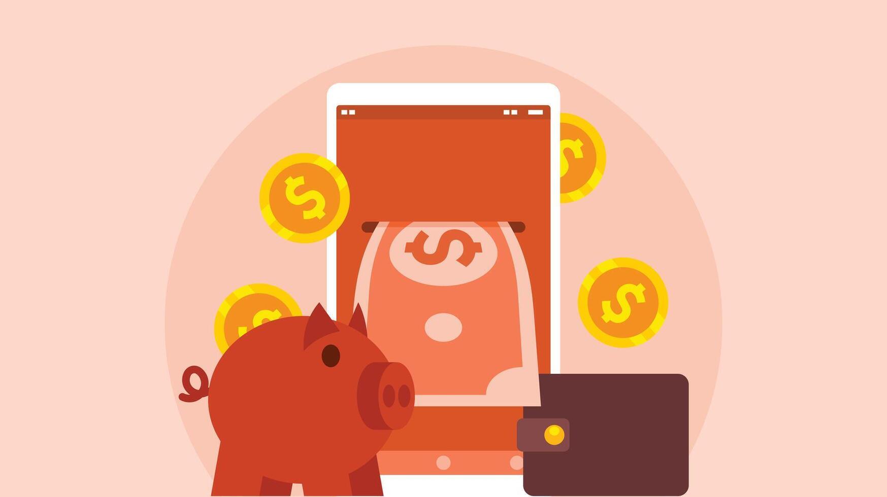 online betaling en digitaal portemonnees voor besparing concept vector illustraiton