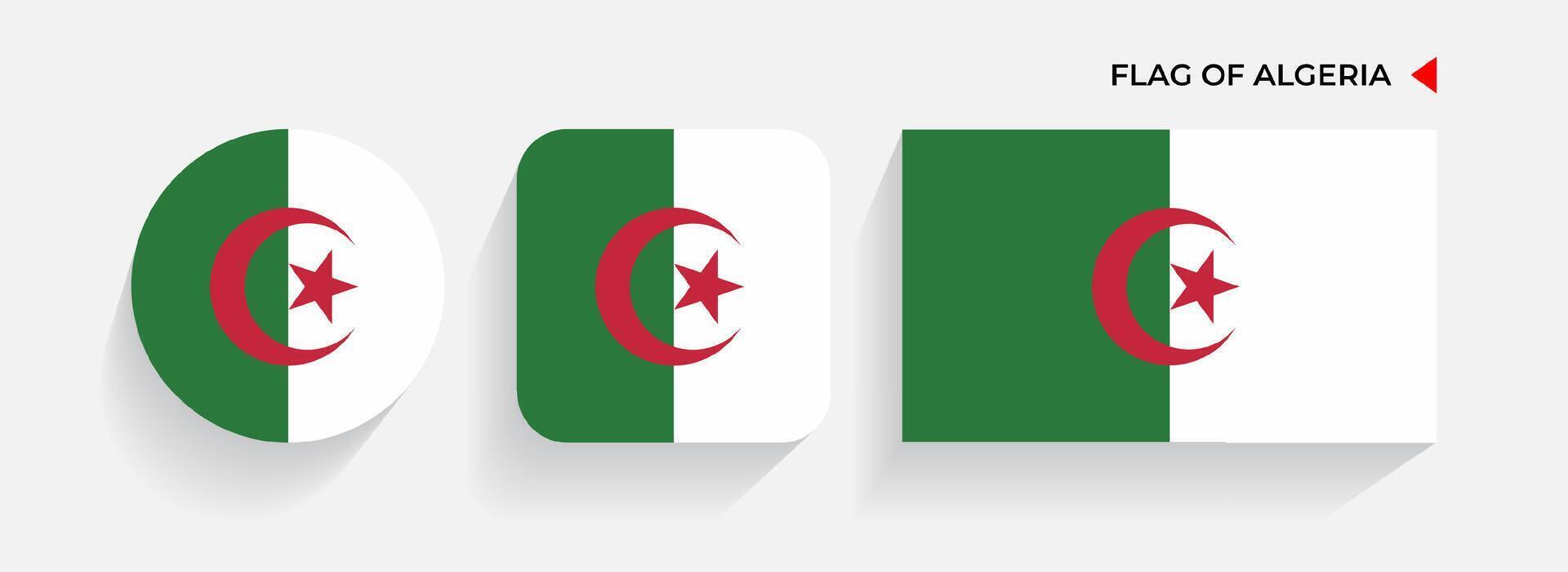 Algerije vlaggen geregeld in ronde, plein en rechthoekig vormen vector