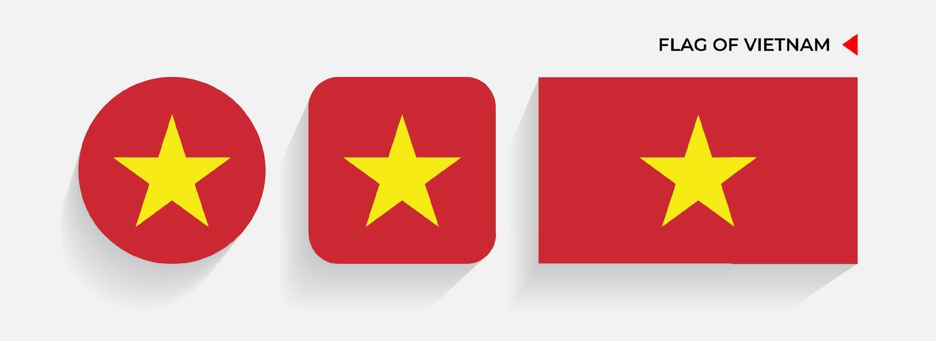 Vietnam vlaggen geregeld in ronde, plein en rechthoekig vormen vector