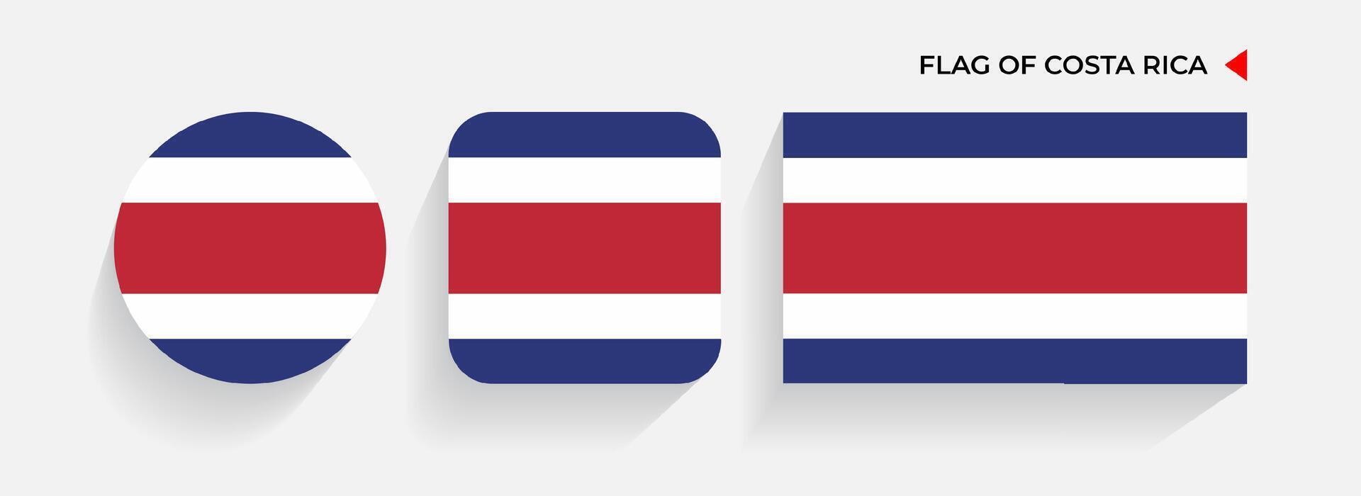 costa rica vlaggen geregeld in ronde, plein en rechthoekig vormen vector