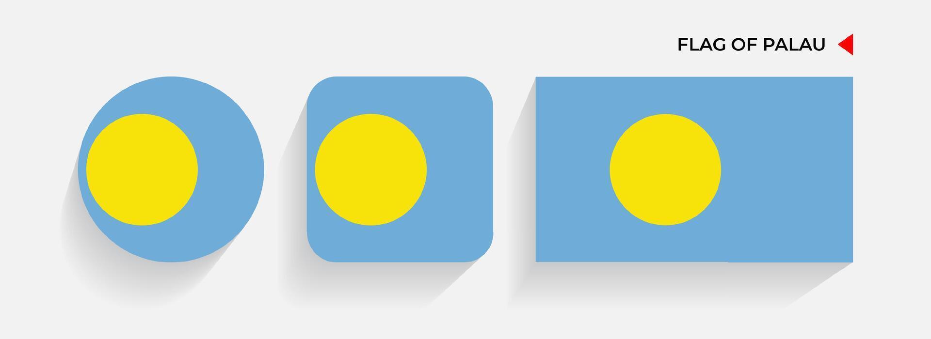 Palau vlaggen geregeld in ronde, plein en rechthoekig vormen vector
