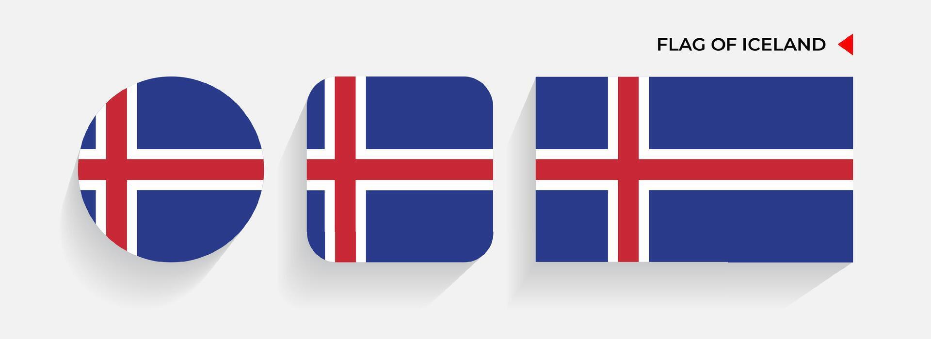 IJsland vlaggen geregeld in ronde, plein en rechthoekig vormen vector