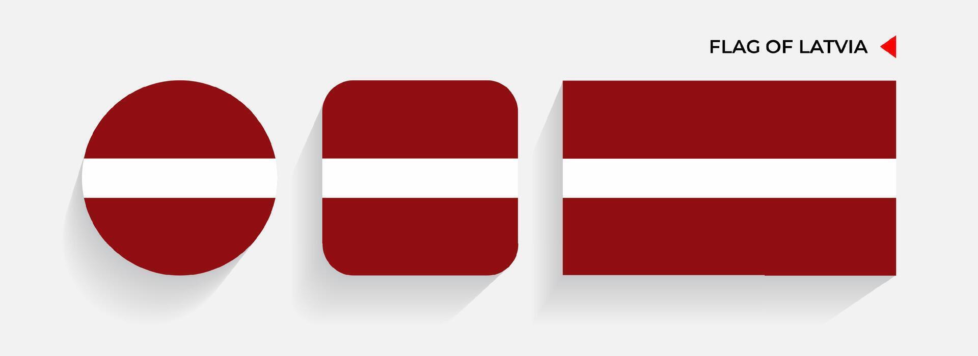 Letland vlaggen geregeld in ronde, plein en rechthoekig vormen vector