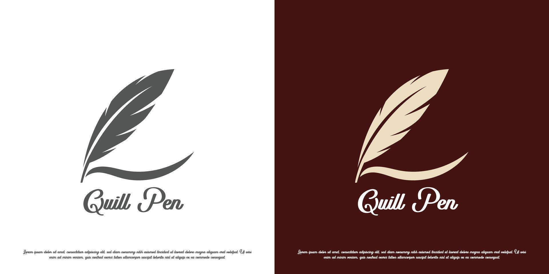 schacht pen logo icoon. silhouet van een veer notaris auteur schrijfbehoeften pen inkt. illustratie van een auteur ontwerp symbool elegant gemakkelijk luxe klassiek merk belettering schrijven verhaal voorwerp. vector