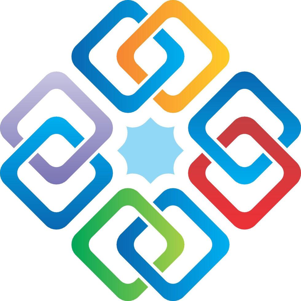 plein gekleurde verbinding technologie icoon vector logo.