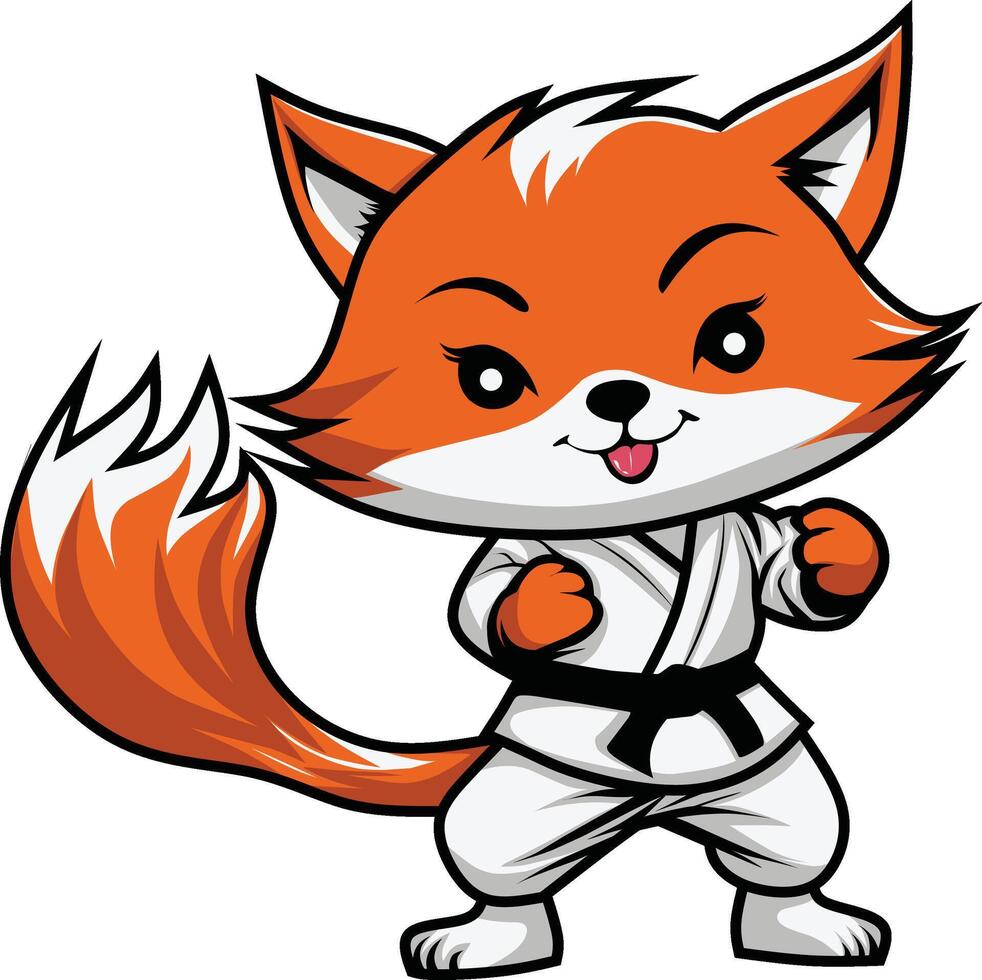 krijgshaftig kunsten karate vos karakter logo ontwerp vector