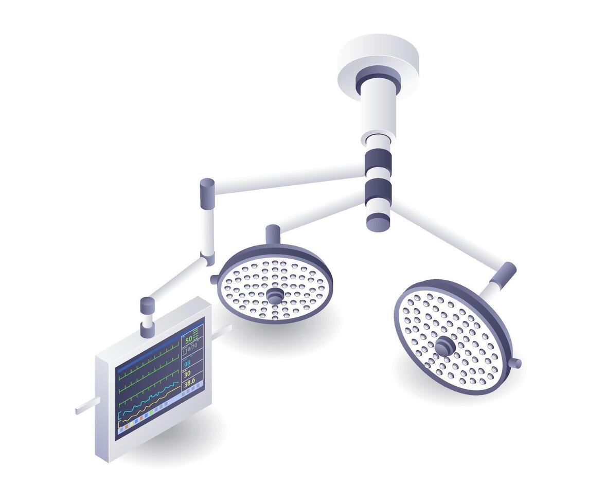 medisch gereedschap chirurgisch licht vlak isometrische illustratie vector