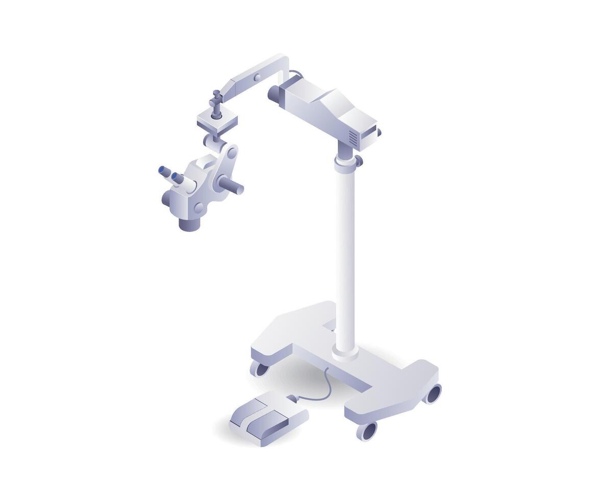 medisch gereedschap geneeskunde microscoop dat is vlak isometrische illustratie vector