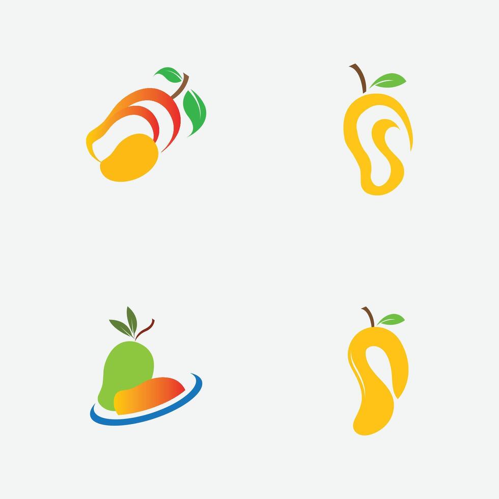 verzameling van mango fruit logos en symbolen perfect voor zakelijk, vers fruit winkel branding, enz geïsoleerd Aan grijs achtergrond vector