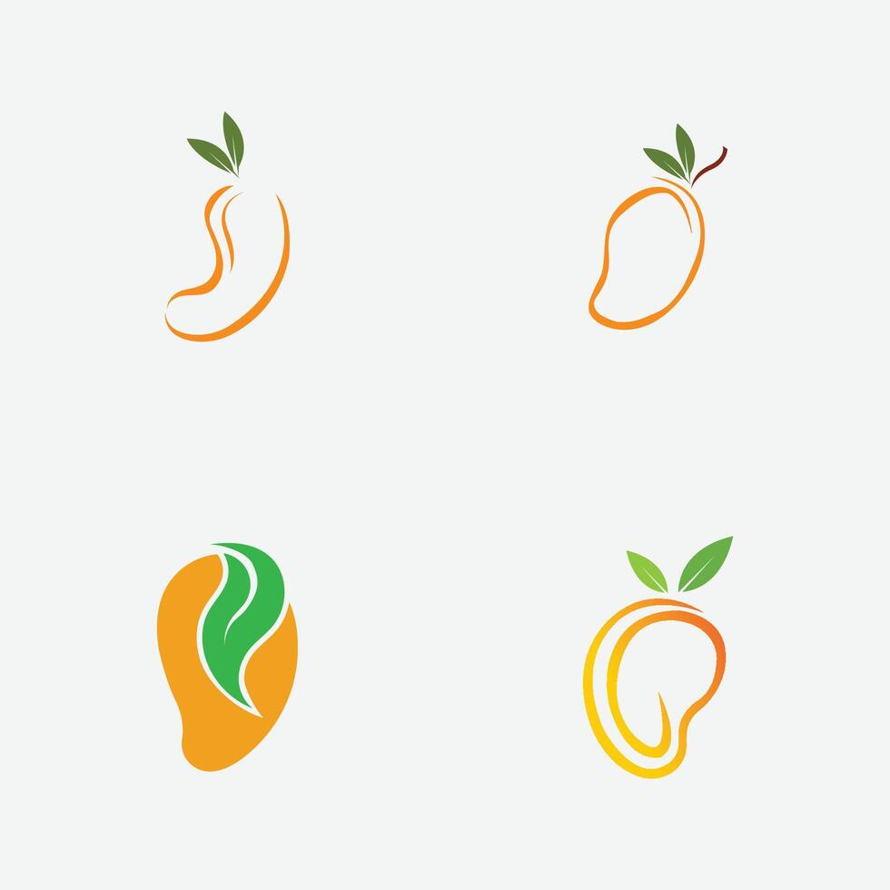 verzameling van mango fruit logos en symbolen perfect voor zakelijk, vers fruit winkel branding, enz geïsoleerd Aan grijs achtergrond vector