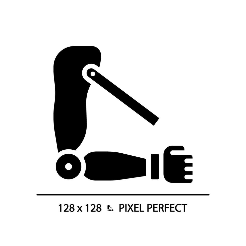 transhumeraal prothetisch arm zwart glyph icoon. biomedisch engineering, bionisch. robot technologie. bionisch exoskelet. silhouet symbool Aan wit ruimte. solide pictogram. vector geïsoleerd illustratie