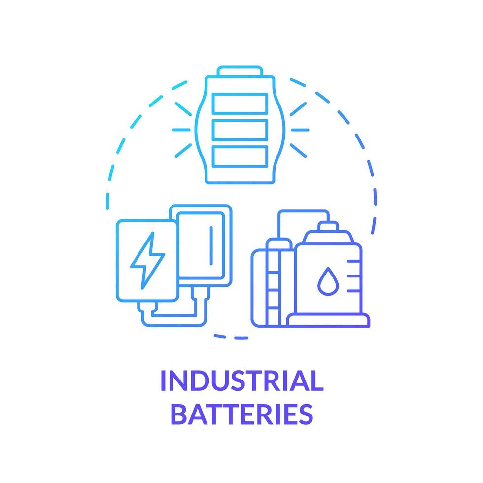 industrieel batterijen blauw helling concept icoon. verwerken industrieën. opladen evolutie. hoog energie dikte. ronde vorm lijn illustratie. abstract idee. grafisch ontwerp. gemakkelijk naar gebruik in brochure vector