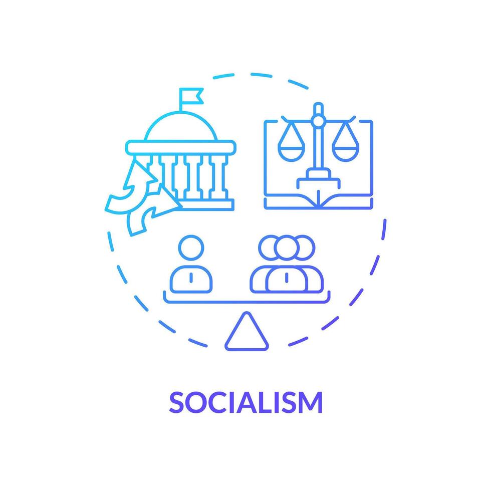 socialisme ideologie blauw helling concept icoon. collectief economie planning. autoritair politiek structuur. ronde vorm lijn illustratie. abstract idee. grafisch ontwerp. gemakkelijk naar gebruik vector