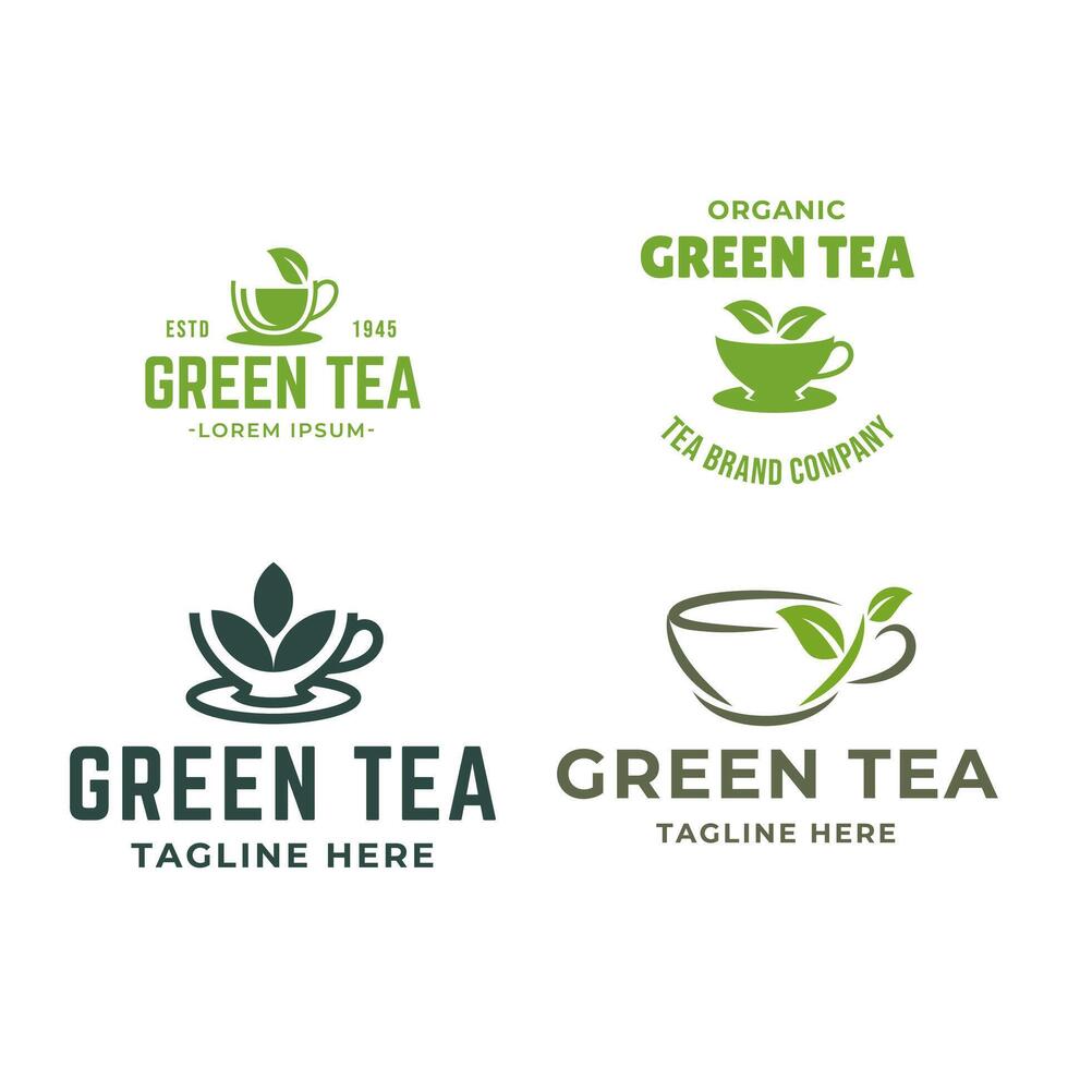 reeks van vers thee logo vector illustratie