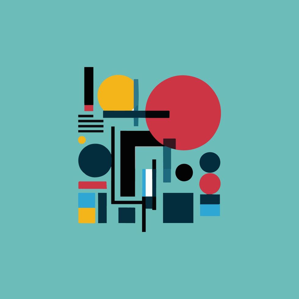 modern abstract artwork met meetkundig vormen en levendig kleuren vector