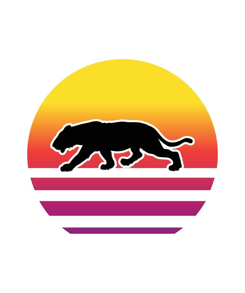 cheetah retro zonsondergang ontwerpsjabloon vector