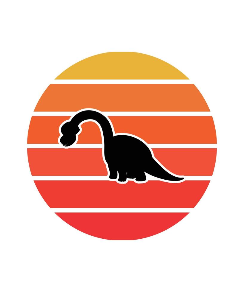 dinosaurussen retro zonsondergang ontwerpsjabloon vector