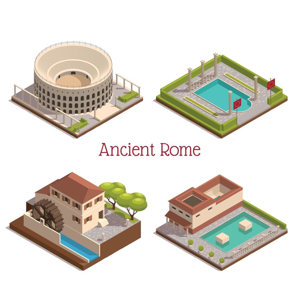 oude rome isometrische set vector