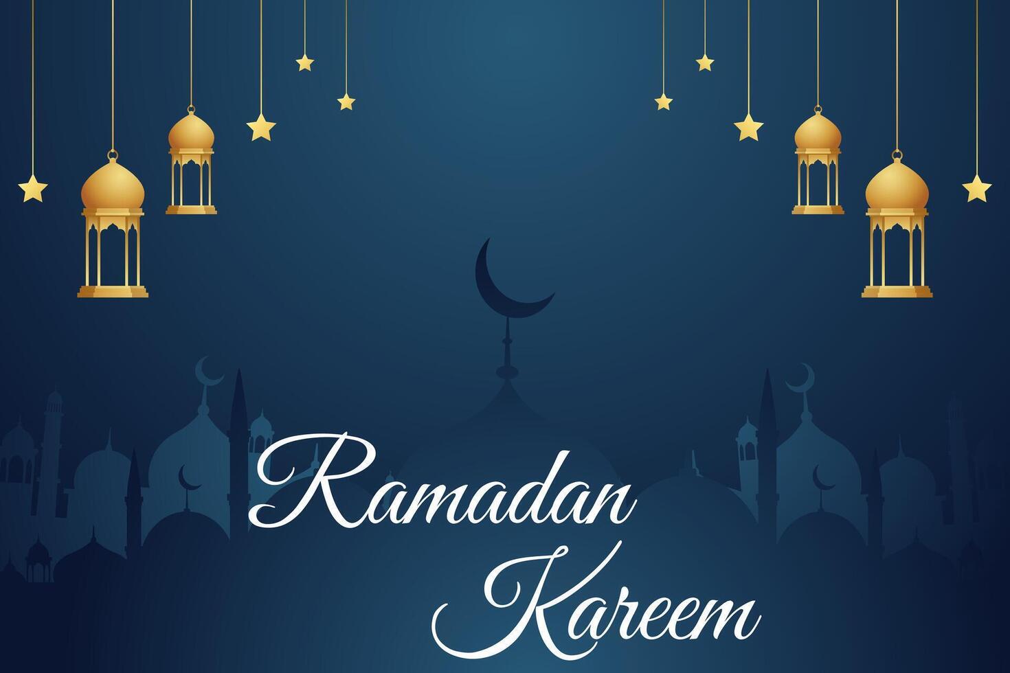 Ramadan kareem Islamitisch achtergrond met hangende Islamitisch lantaarns en decoraties. vector