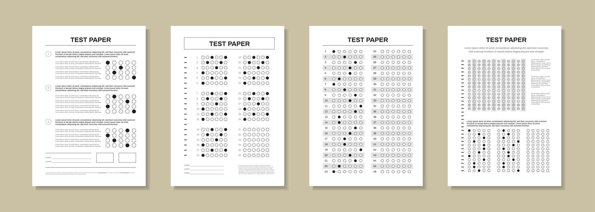 examen testpapieren set vector