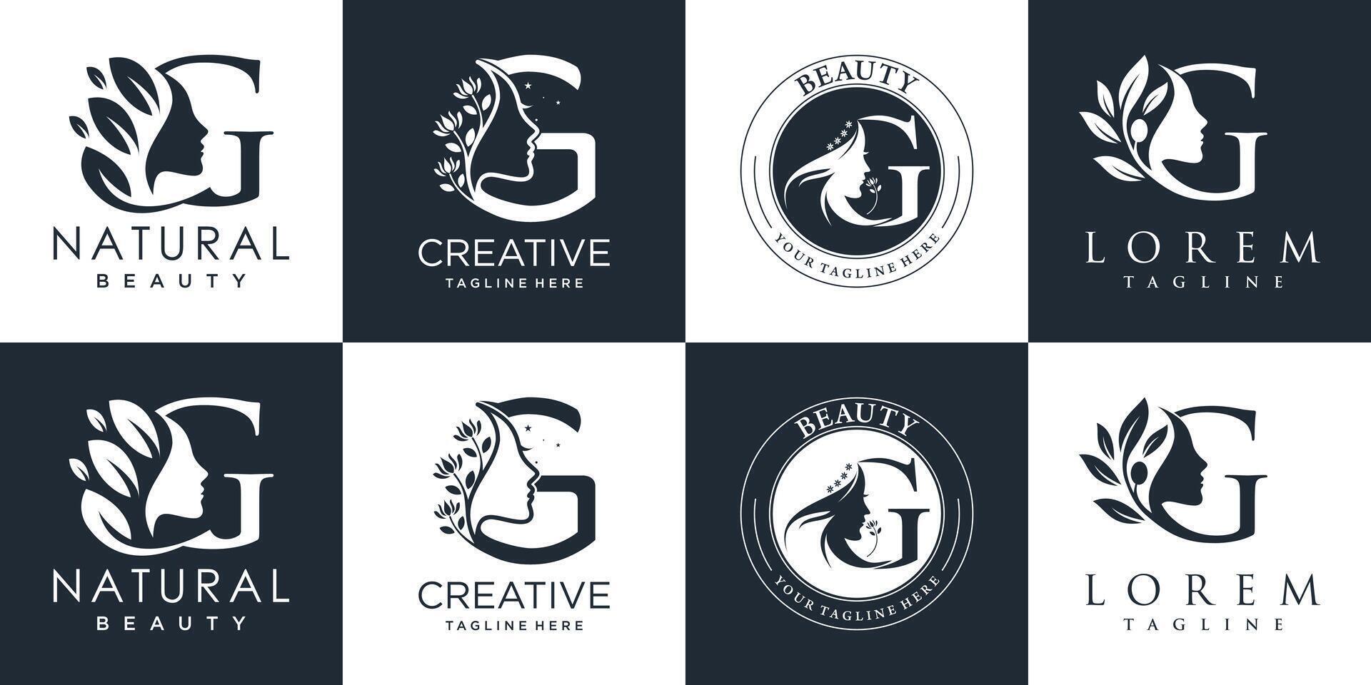 brief logo g ontwerp verzameling met natuur schoonheid concept premie vector