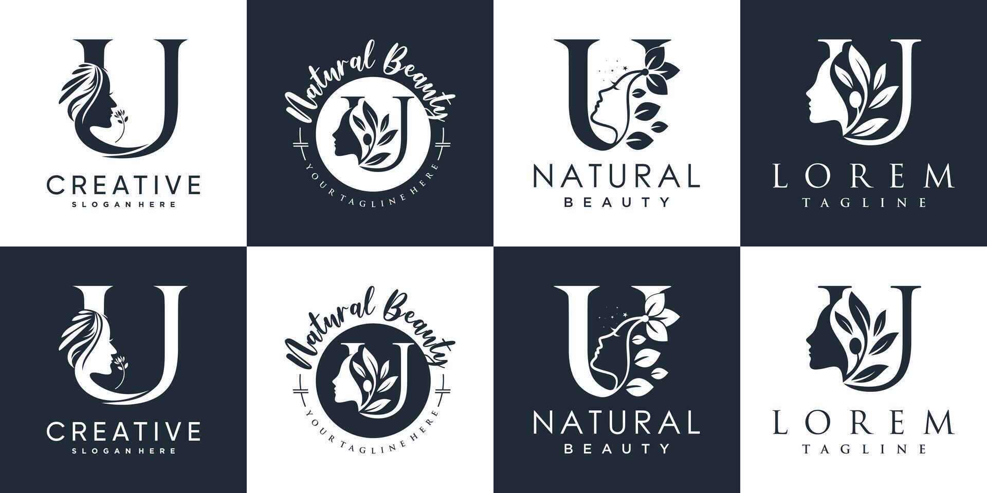 brief logo u ontwerp verzameling met natuur schoonheid concept premie vector