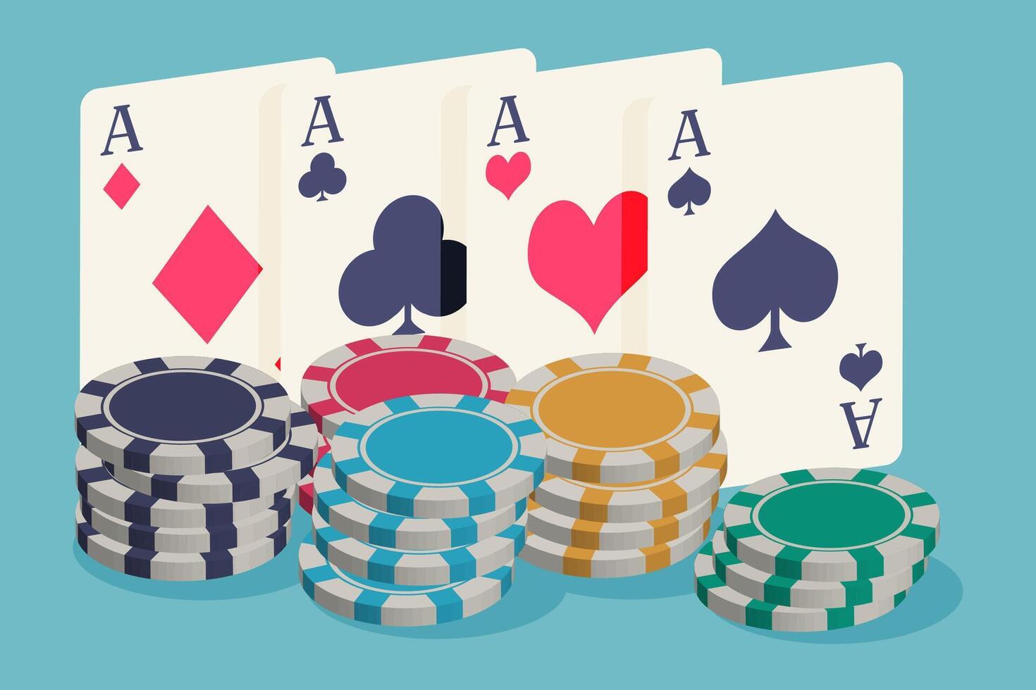 poker chips en spelen kaarten. vector illustratie. het gokken en casino