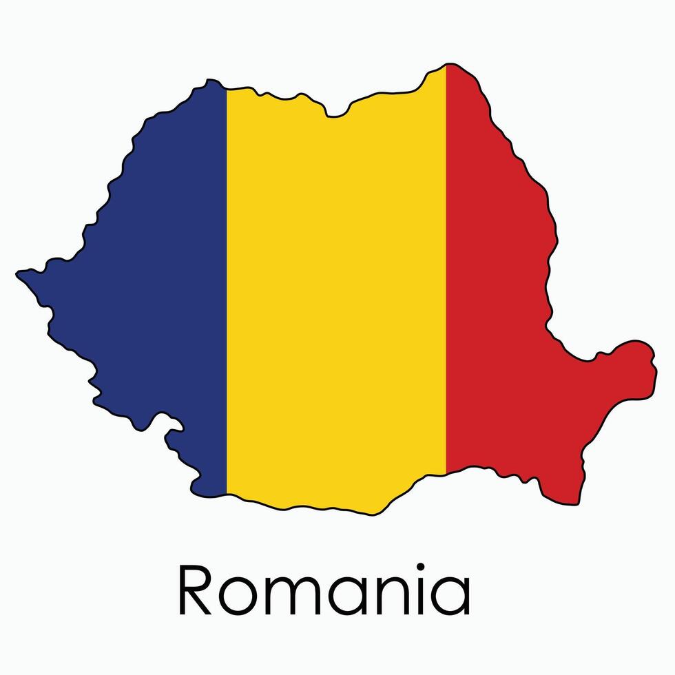 schets tekening van Roemenië vlag kaart. vector