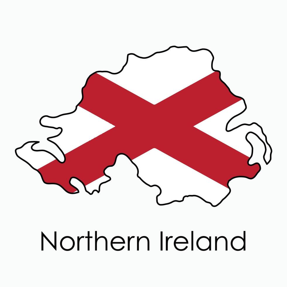 schets tekening van noordelijk Ierland vlag kaart. vector