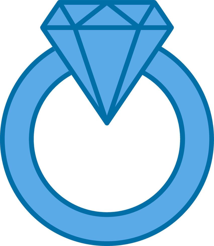 diamant ring gevulde blauw icoon vector