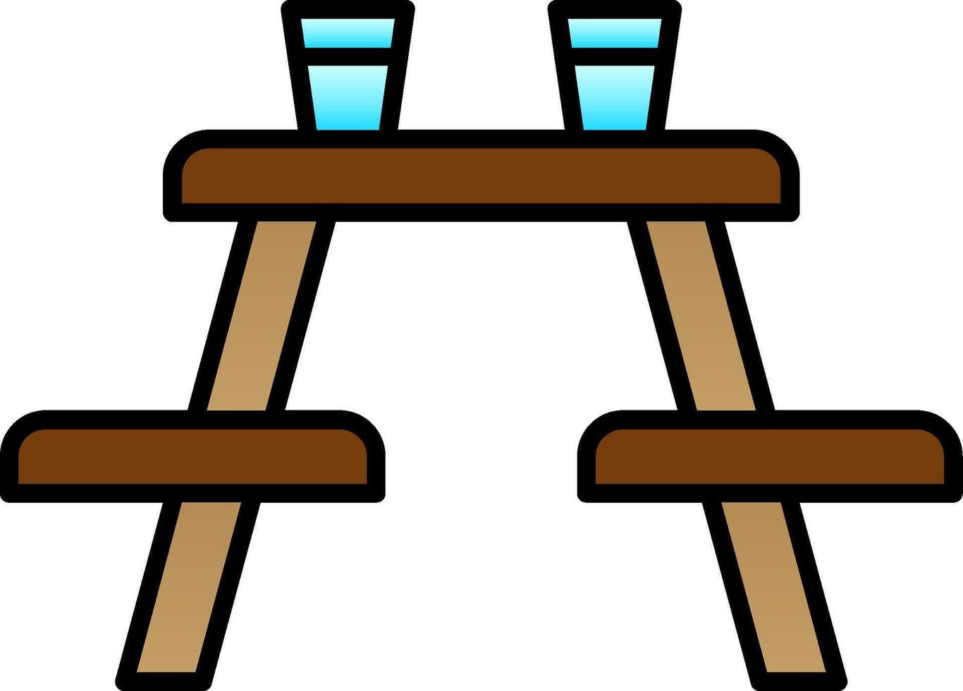 picknick tafel lijn gevulde helling icoon vector