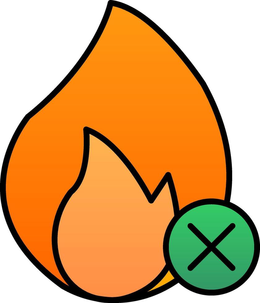 Nee brand lijn gevulde helling icoon vector