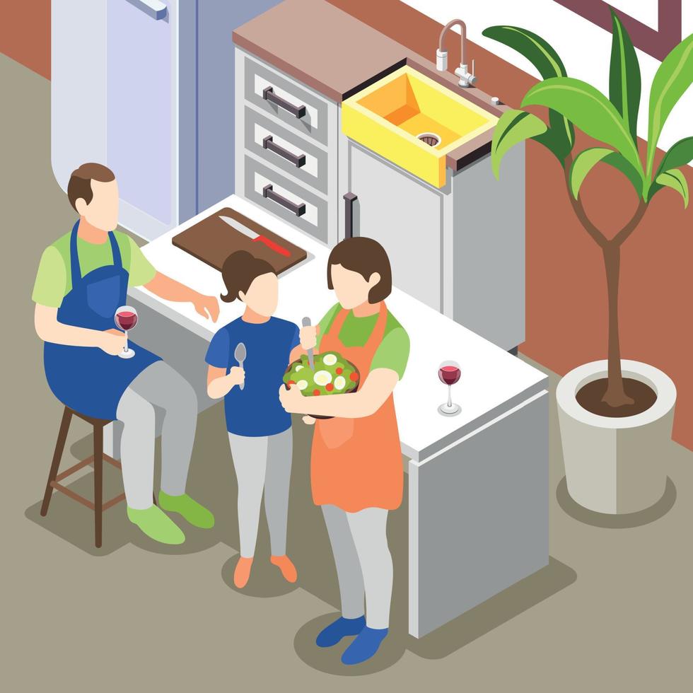 familie samen koken achtergrond vector