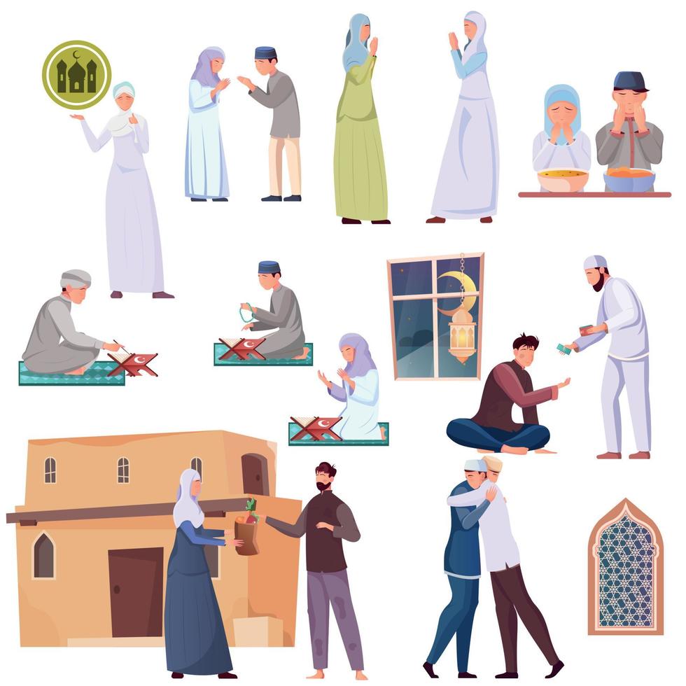 platte ramadan set vector