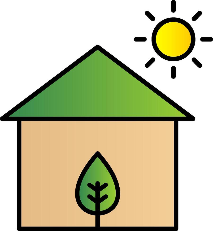 eco huis lijn gevulde helling icoon vector