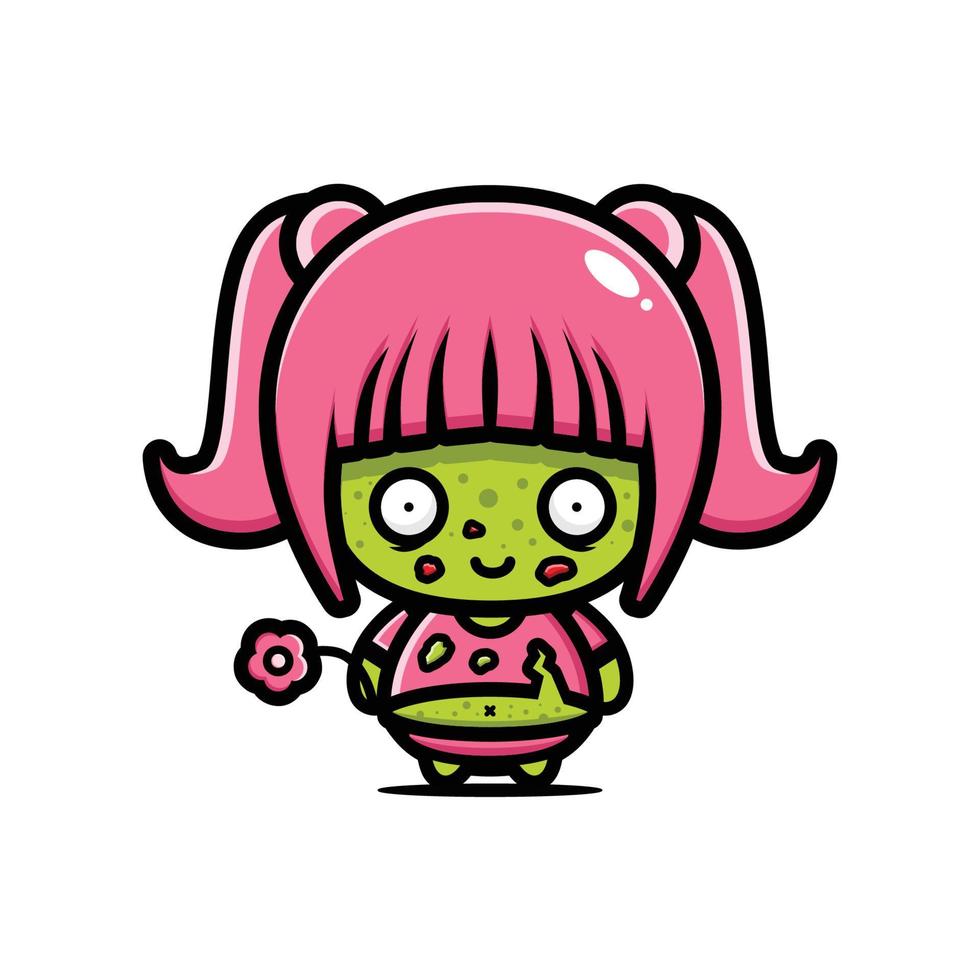 schattig zombie mascotte karakterontwerp vector