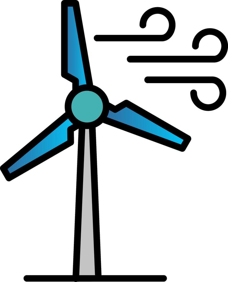 windmolens lijn gevulde helling icoon vector